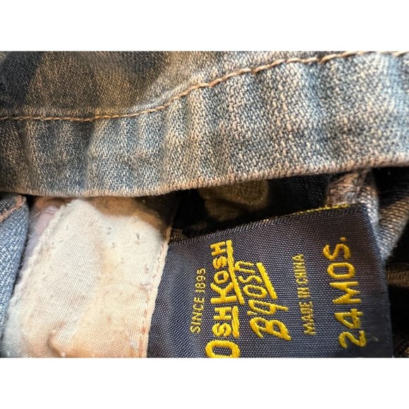 OshKosh B'Gosh Denim Dress 24 Months Overall Bibs bib‎ Vestbak embroidered heart - Picture 4 of 9